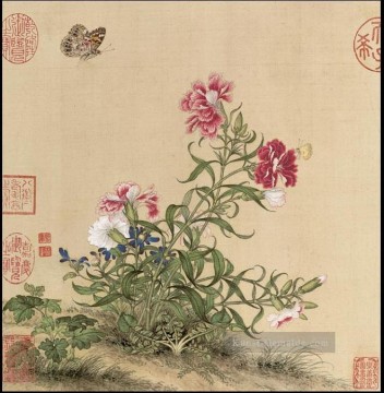 Lang glänzt Schmetterling in f alter China Tinte Giuseppe Castiglione alte China Tinte Ölgemälde